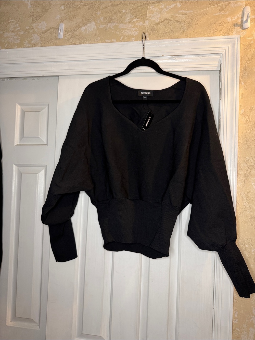 Express Black V-Neck Dolman Top